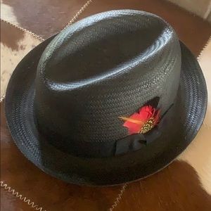 Black fedora straw hat, large/extra large mens EUC